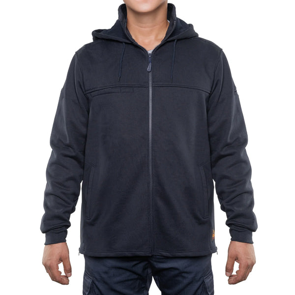 8565 Next-Gen Station Full-Zip Hooded Job Shirt, front on model