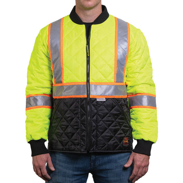 1275 The Hi-Vis Quilted Jacket, front on model