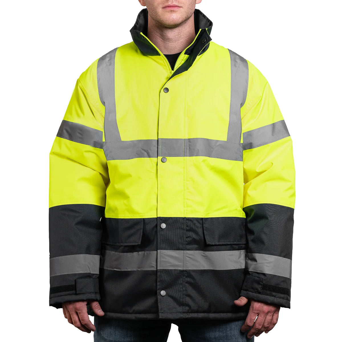 1865E HI-VIS CLASS 3 BLACK BOTTOM PARKA