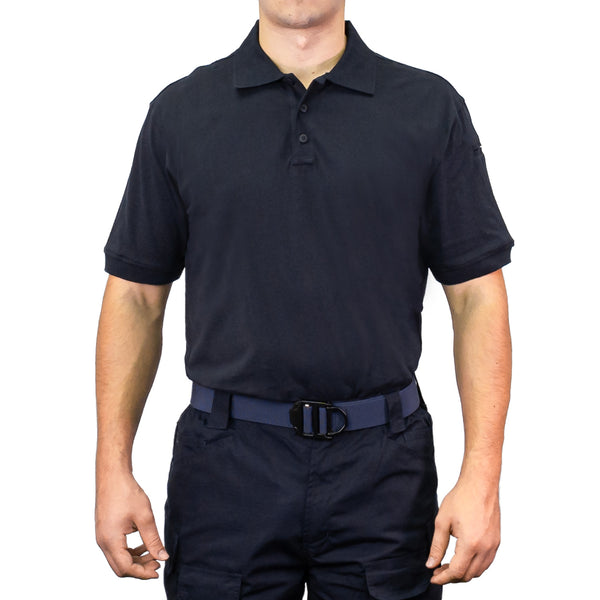 8150 The 100% Cotton Tactical Polo in Navy, front on model