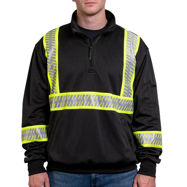 8755 The Survivor Safety Job Shirt With Constrasting & Segmented Tape in Black, front on model