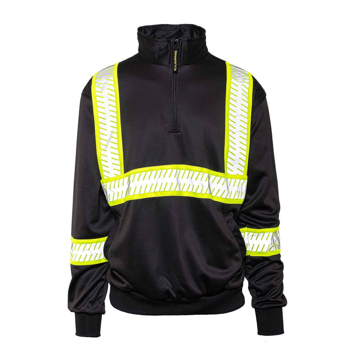8755 The Survivor Safety Job Shirt With Constrasting & Segmented Tape in Black, front