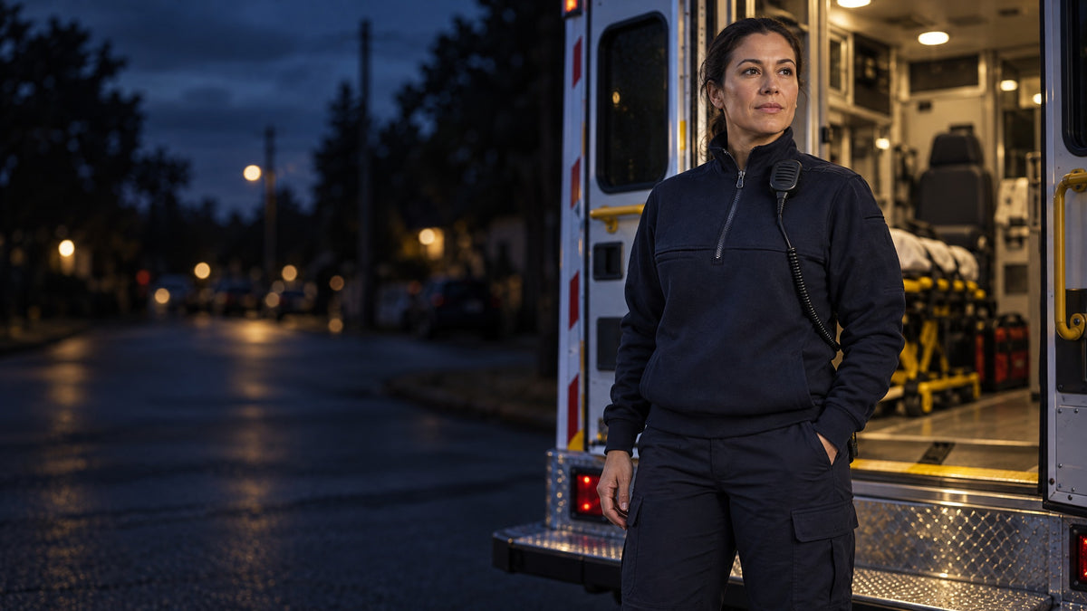 GAME 8090W ladies job shirt and PT401 pants on an EMS provider