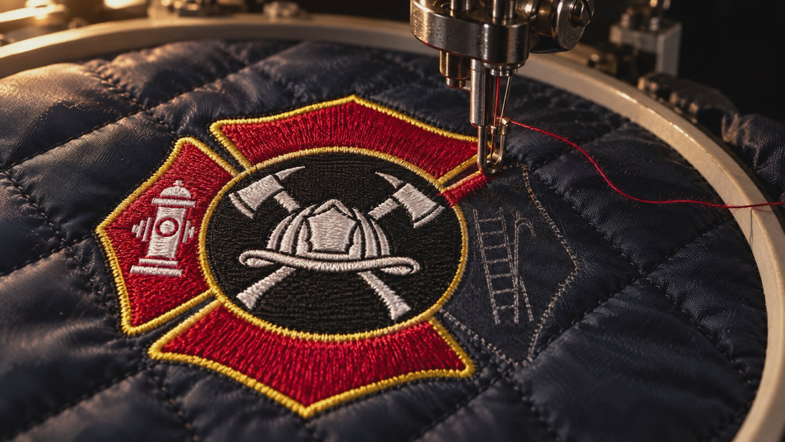 Embroidery loop: Harbor Point FD emblem on a GAME 1221-J