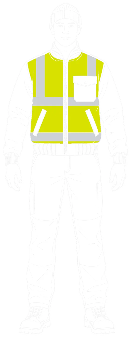 Figure wearing a Class 2 garment
