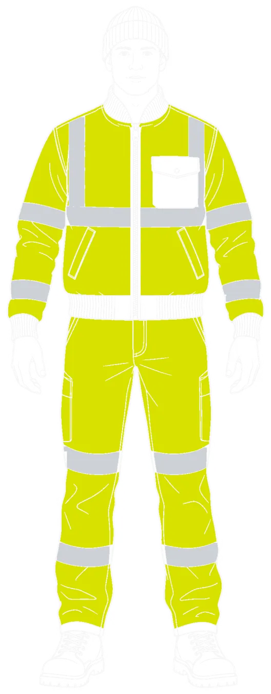 Figure wearing Class 3 with Class E pants